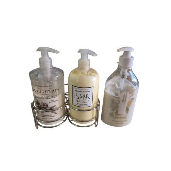 Williams Sonoma 4pc Lotion Set Meyer Lemon, Coriander, Spiced Chestnut + Caddy - Picture 1 of 7